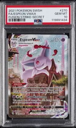 2021 POKEMON SWORD & SHIELD FUSION STRIKE SECRET FULL ART/ESPEON VMAX PSA 10 - Image 1