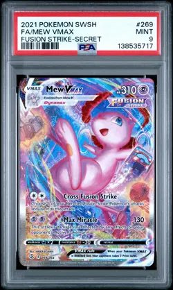 2021 POKEMON SWORD & SHIELD FUSION STRIKE SECRET #269 FULL ART/MEW VMAX PSA 9 - Image 1