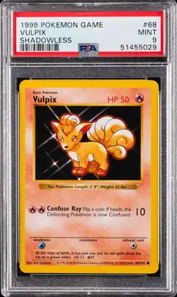 1999 POKEMON BASE SET SHADOWLESS #68 VULPIX PSA 9 - Image 1