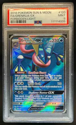 2018 Pokemon Sun & Moon Forbidden Light Greninja #120/131 PSA 9 - Image 1