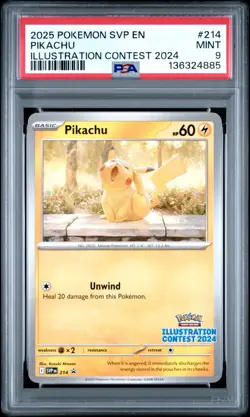 2025 POKEMON SVP EN-SV BLACK STAR PROMO ILLUSTRATION CONTEST 2024 PIKACHU PSA 9 - Image 1