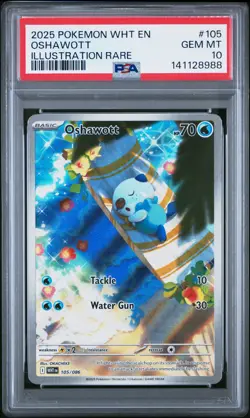 2025 POKEMON WHT EN-WHITE FLARE ILLUSTRATION RARE #105 OSHAWOTT PSA 10 - Image 1