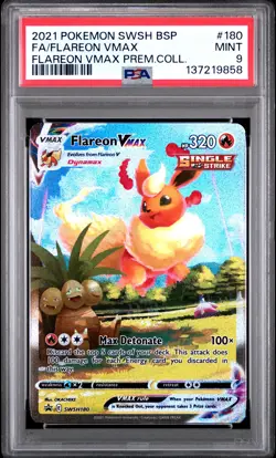 2021 POKEMON SWSH PREMIUM COLLECTION PROMO #180 FULL ART/FLAREON VMAX PSA 9 - Image 1
