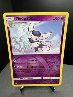 Pokemon TCG SM Unbroken Bonds Meowstic 80/214 Reverse Holo Rare NM! - Image 1