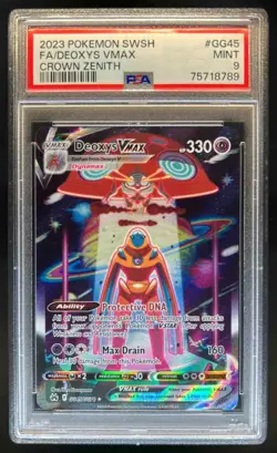 2023 Pokemon SWSH Crown Zenith Deoxys VMAX Galarian Gallery #GG45/GG70 PSA 9 - Image 1