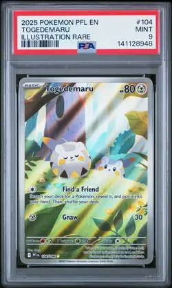 2025 POKEMON PFL EN-PHANTASMAL FLAMES ILLUSTRATION RARE #104 TOGEDEMARU PSA 9 - Image 1