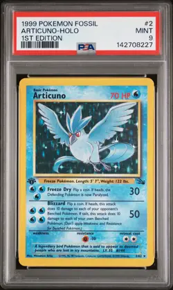 1999 POKEMON FOSSIL 1ST EDITION #2 ARTICUNO-HOLO PSA 9 - Image 1