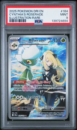 2025 POKEMON DRI EN-DESTINED RIVALS ILLUSTRATION RARE CYNTHIA'S ROSERADE PSA 9 - Image 1