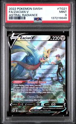 2022 POKEMON SWORD & SHIELD ASTRAL RADIANCE #TG21 FULL ART/ZACIAN V PSA 9 - Image 1