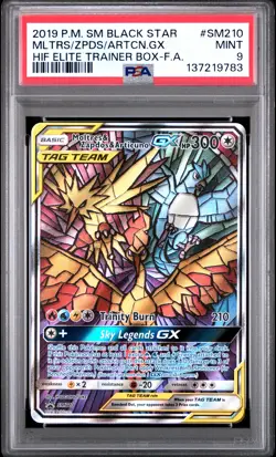 2019 POKEMON SM HIDDEN FATES ETB FULL ART/MOLTRES & ZAPDOS & ARTICUNO GX PSA 9 - Image 1
