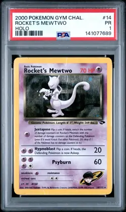 2000 POKEMON GYM CHALLENGE HOLO #14 ROCKET'S MEWTWO PSA 1 - Image 1