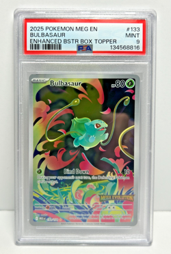 2025 Pokemon MEG EN-Mega Evolution #133 BULBASAUR Enhanced BSTR BOX TOPPER PSA 9 - Image 1
