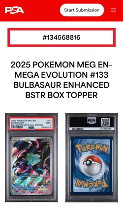 2025 Pokemon MEG EN-Mega Evolution #133 BULBASAUR Enhanced BSTR BOX TOPPER PSA 9 - Image 3