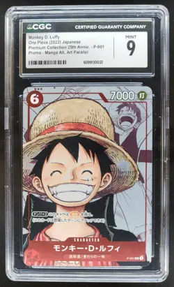 2022 ONE PIECE CCG JAPANESE MONKEY D. LUFFY MANGA ALT ART P-001 CGC 9 C PT - Image 1