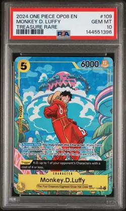 2024 ONE PIECE OP08-TWO LEGENDS TREASURE RARE #109 MONKEY D. LUFFY PSA 10 - Image 1