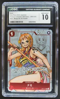 2022 ONE PIECE CCG JAPANESE NAMI 25TH MANGA ALT ART OP01-016 CGC 10 D PT - Image 1