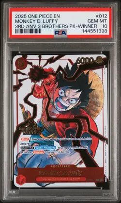2025 ONE PIECE 3RD ANV TOURNAMENT 3 BROTHERS PACK WINNER MONKEY D. LUFFY PSA 10 - Image 1