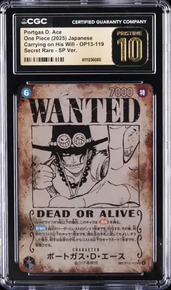 2025 ONE PIECE JPN CARRYING ON HIS WILL WANTED AA PORTGAS D. ACE CGC 10 PRISTINE - Image 1