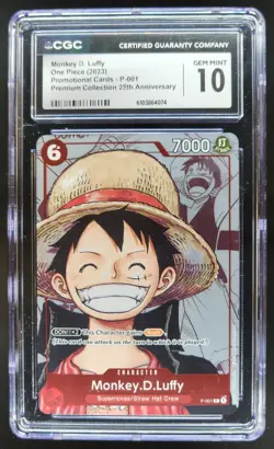 2022 ONE PIECE CCG JAPANESE MONKEY D. LUFFY 25TH MANGA ALT ART CGC 10 D PT - Image 1