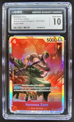 2025 ONE PIECE CCG RORONOA ZORO SUPER RARE ST21-015 CGC 10 A PT - Image 1