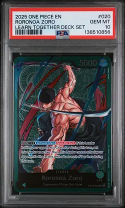 2025 ONE PIECE EN LEARN TOGETHER DECK SET #020 RORONOA ZORO PSA 10 - Image 1