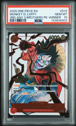 2025 ONE PIECE 3RD ANV TOURNAMENT 3 BROTHERS PACK WINNER MONKEY D. LUFFY PSA 10 - Image 1