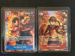 Portgas D Ace OP08-052 TR Treasure Rare Alt Art Royal Blood Foil & Luffy promo + - Image 1