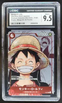 2022 ONE PIECE CCG JAPANESE MONKEY D. LUFFY 25TH MANGA ALT ART CGC 9.5 D PT - Image 1