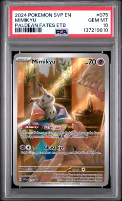 2024 POKEMON SVP EN-SV PALDEAN FATES ETB PROMO #075 MIMIKYU PSA 10 - Image 1