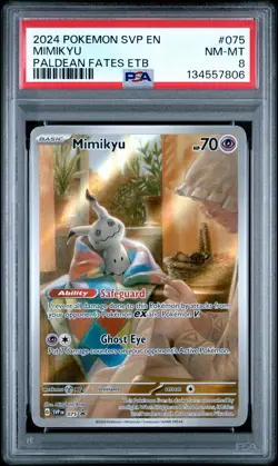 2024 POKEMON SVP PALDEAN FATES ETB PROMO #075 MIMIKYU PSA 8 - Image 1
