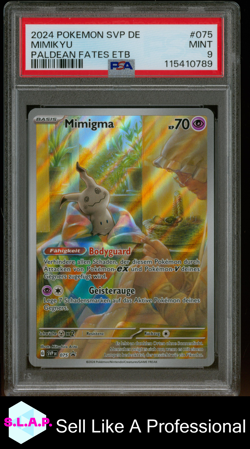 MIMIKYU PALDEAN FATES ETB POKEMON GER SVP DE-SV BLACK STAR PROMO 2024 075 PSA 9 - Image 1