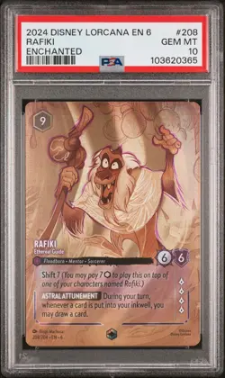 2024 DISNEY LORCANA EN 6-AZURITE SEA ENCHANTED RAFIKI ETHEREAL GUIDE PSA 10 - Image 1
