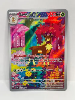 Pokemon TCG Temporal Forces Sawsbuck 166/162 Illustration Rare - Image 1