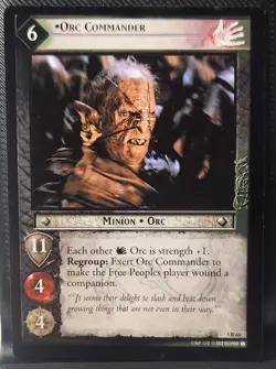 LORD OF THE RINGS TCG REALMS OF THE ELF LORDS RARE 3R64 ORC COMMANDER lp - Image 1