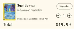 Pokemon TCG Squirtle 132/165 Expedition MP Vintage Non Holo (2002) - Image 3