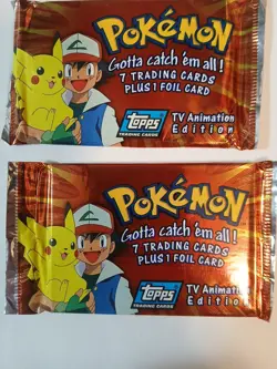 1999 Pokemon Topps TV Animation Edition 2 Packs Sealed - Image 1