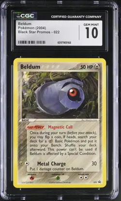 CGC 10 GEM MINT Beldum 2004 Black Star Promos 022 Pokemon Card - Image 1