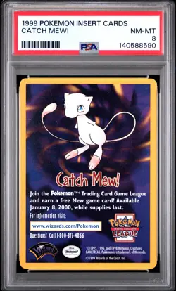 1999 POKEMON INSERT CARDS CATCH MEW! PSA 8 - Image 1