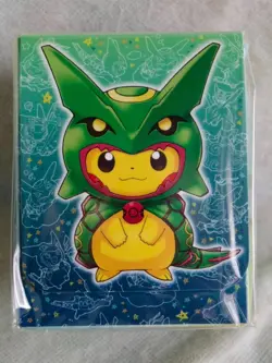 Rayquaza Poncho Wearing Pikachu Deck Box Japanese Pokemon Center Exclusive NEW - Image 1