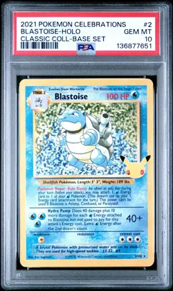 Pokemon TCG Blastoise 2/102 Celebrations Classic Collection PSA 10 - Image 1