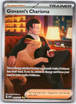 POKEMON TCG GIOVANNI'S CHARISMA 204/165 MEW SPECIAL ILLUSTRATION RARE 151 - Image 1