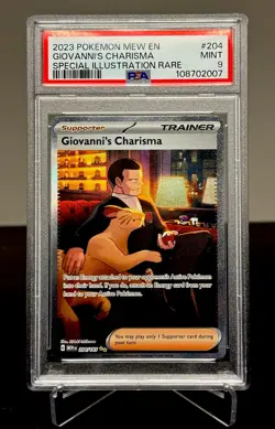2023 Pokemon Mew en Giovanni's Charisma Special Illustration Rare 204/165 Psa 9 - Image 1