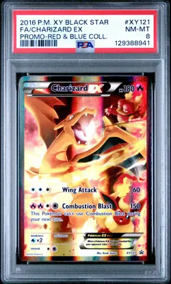 2016 POKEMON XY BLACK STAR PROMO RED & BLUE COLL FULL ART/CHARIZARD EX PSA 8 - Image 1