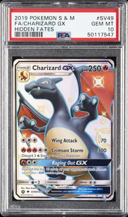 2019 POKEMON SUN & MOON HIDDEN FATES #SV49 FULL ART/CHARIZARD GX PSA 10 - Image 1