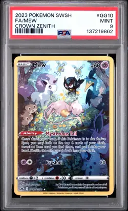 2023 POKEMON SWORD & SHIELD CROWN ZENITH #GG10 FULL ART/MEW PSA 9 - Image 1