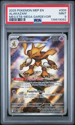 2025 POKEMON MEP EN-ME BLACK STAR PROMO #009 ALAKAZAM PSA 9 - Image 1