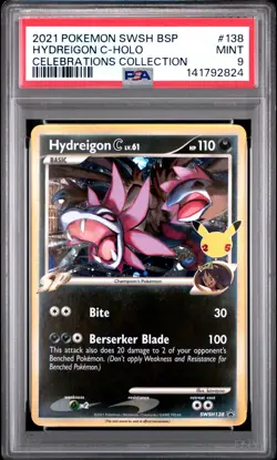 2021 POKEMON SWSH BLACK STAR PROMO CELEBRATIONS COLL #138 HYDREIGON C-HOLO PSA 9 - Image 1