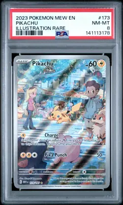 2023 POKEMON MEW EN-151 ILLUSTRATION RARE #173 PIKACHU PSA 8 - Image 1