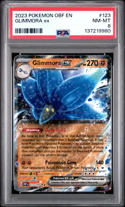 2023 POKEMON OBF EN-OBSIDIAN FLAMES #123 GLIMMORA EX PSA 8 - Image 1