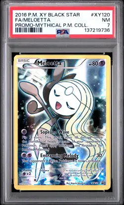 2016 POKEMON XY BLACK STAR PROMO MYTHICAL POKEMON COLL FULL ART/MELOETTA PSA 7 - Image 1